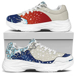 Ancient Great Japanese Wave Print White Chunky Shoes