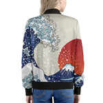 Ancient Great Japanese Wave Print Women's Bomber Jacket