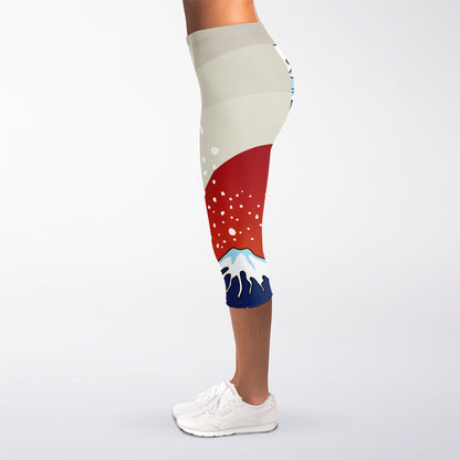 Ancient Great Japanese Wave Print Women's Capri Leggings