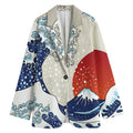 Ancient Great Japanese Wave Print Women's Cotton Blazer