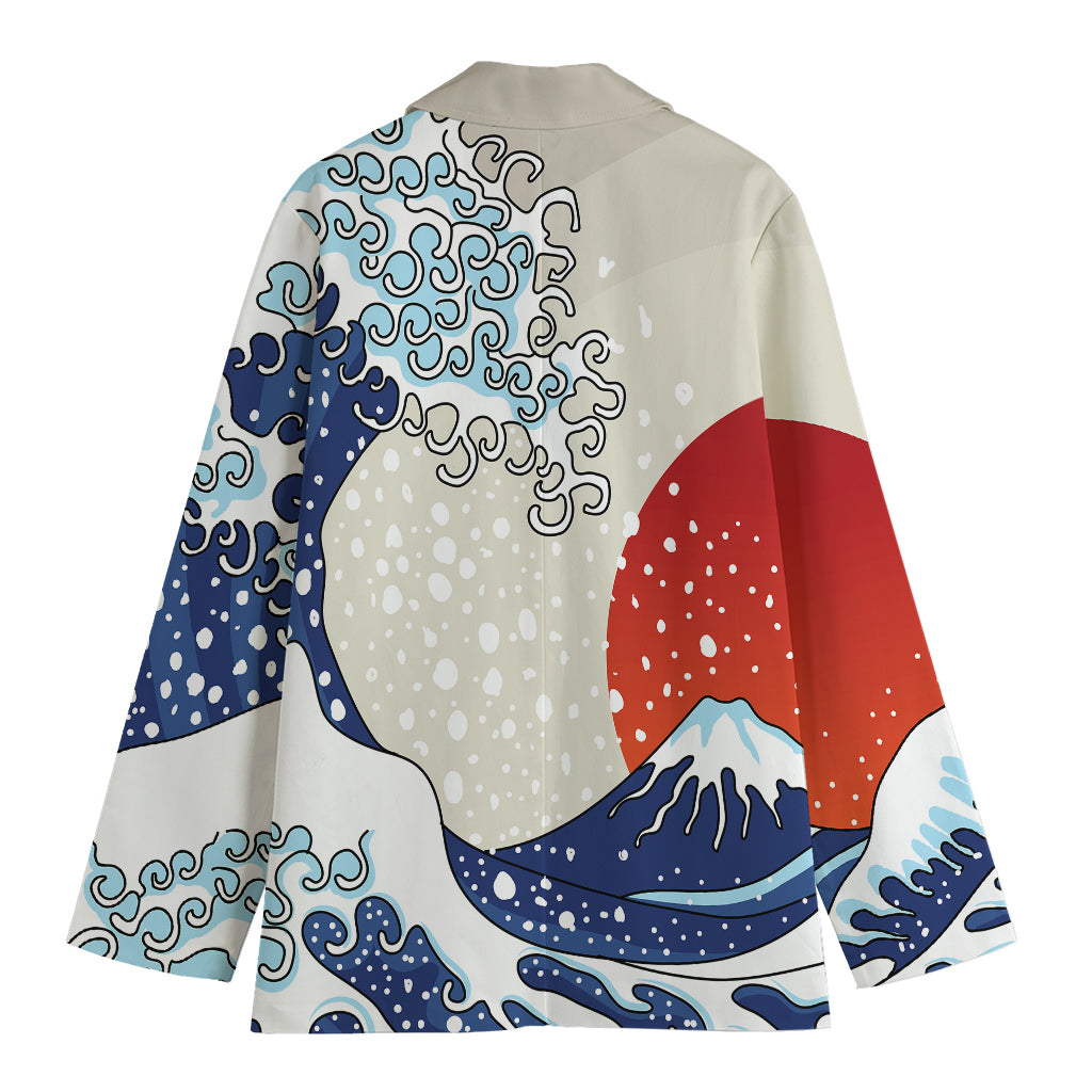 Ancient Great Japanese Wave Print Women's Cotton Blazer