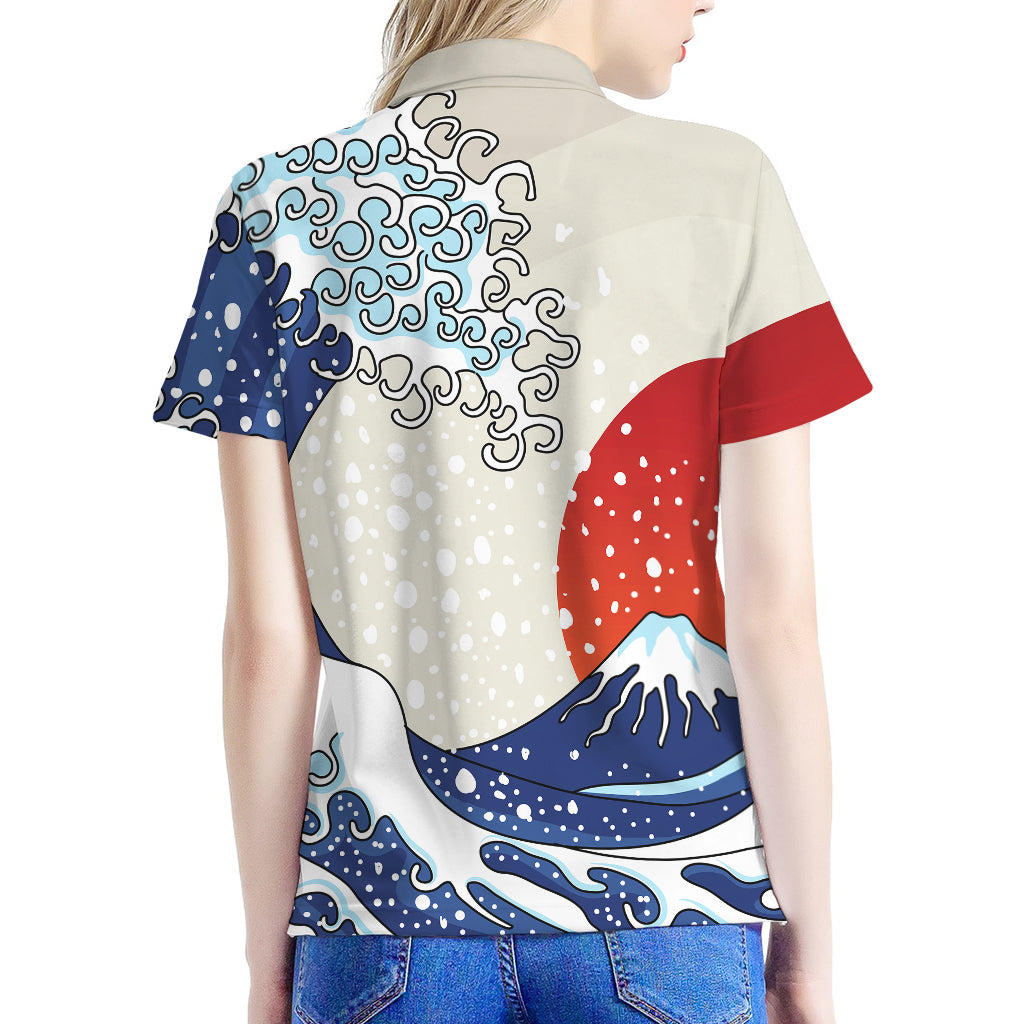 Ancient Great Japanese Wave Print Women's Polo Shirt