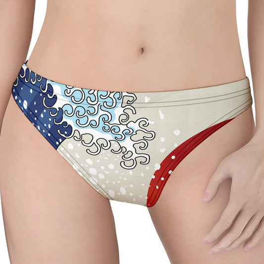 Ancient Great Japanese Wave Print Women's Thong