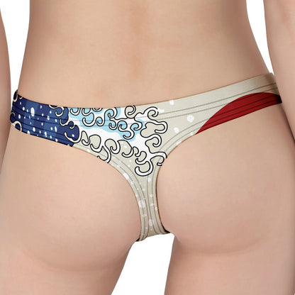 Ancient Great Japanese Wave Print Women's Thong