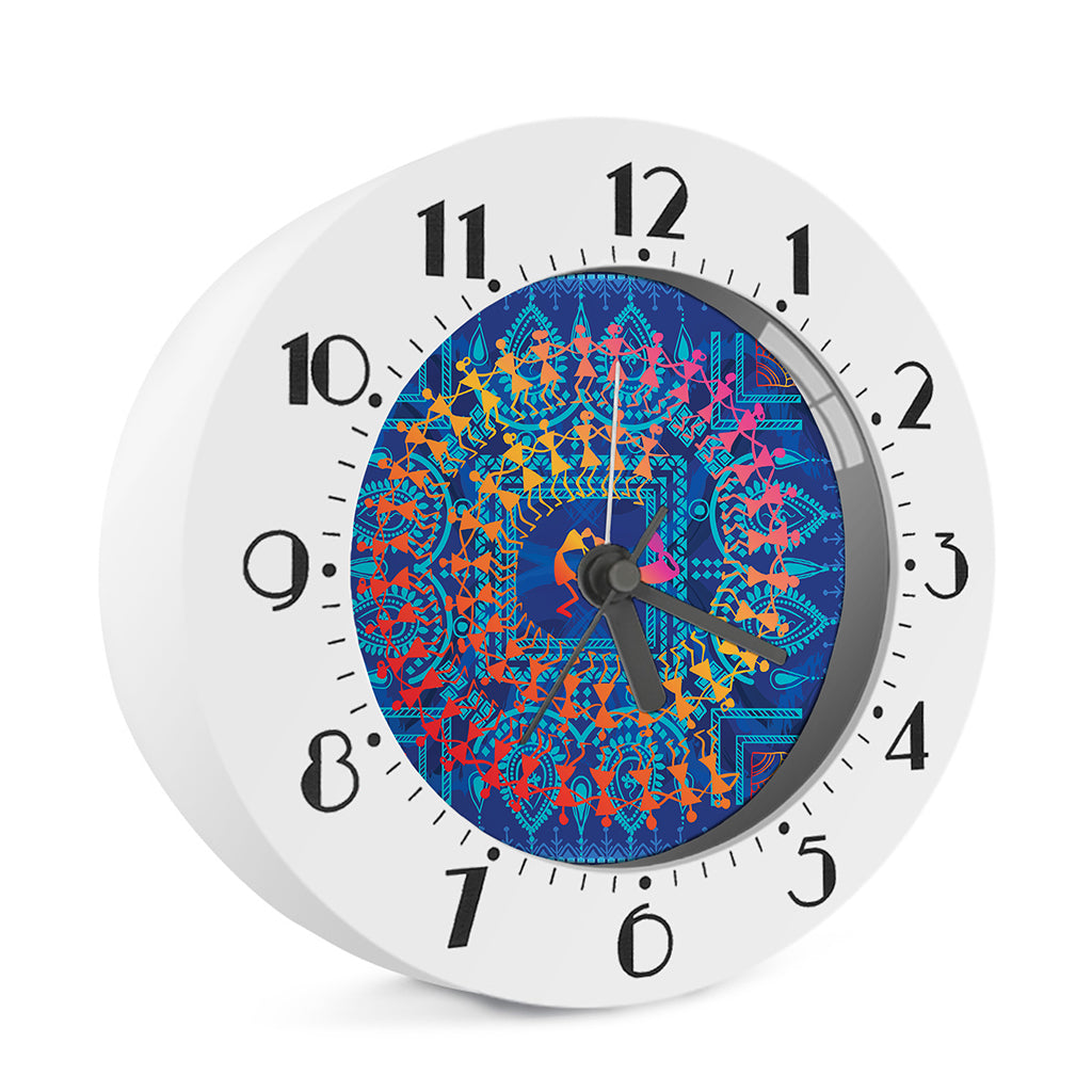 Ancient Indian Warli Tribal Print Alarm Clock