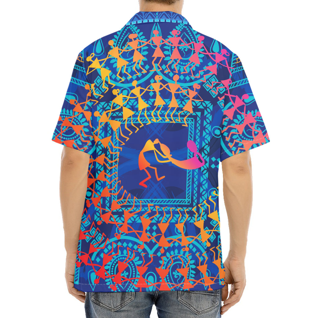 Ancient Indian Warli Tribal Print Aloha Shirt