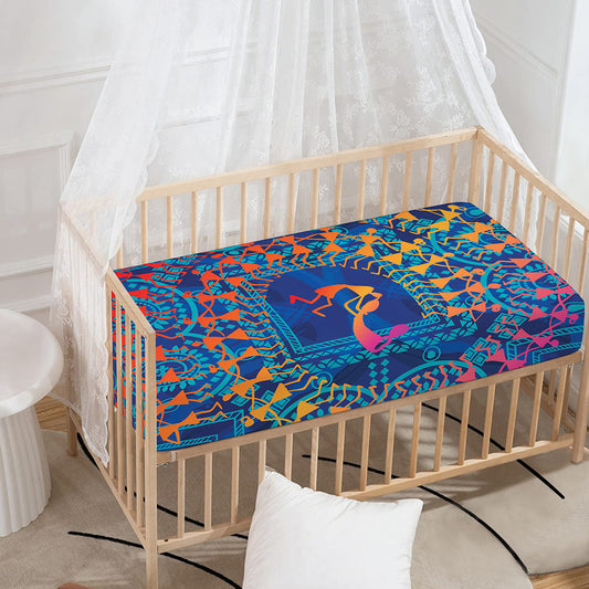 Ancient Indian Warli Tribal Print Baby Crib Sheet