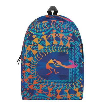 Ancient Indian Warli Tribal Print Backpack