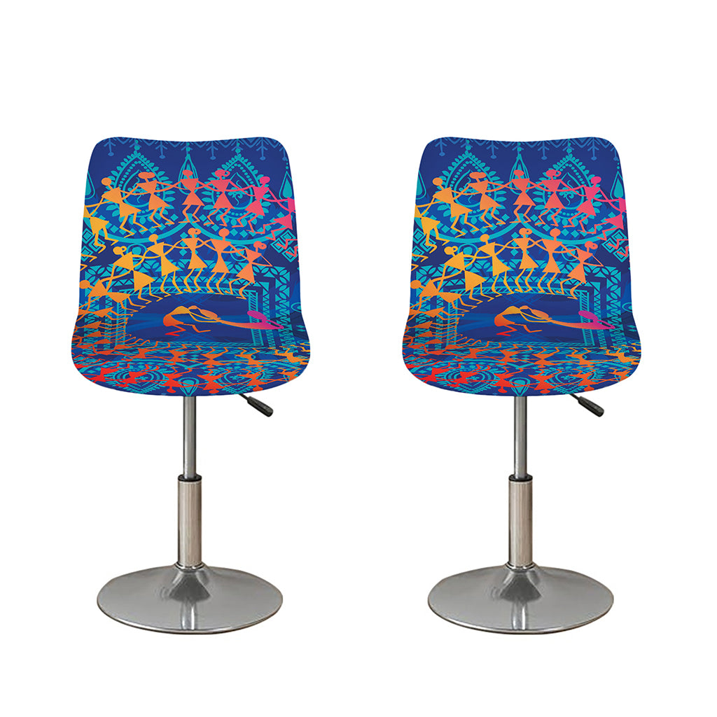 Ancient Indian Warli Tribal Print Bar Stool Covers