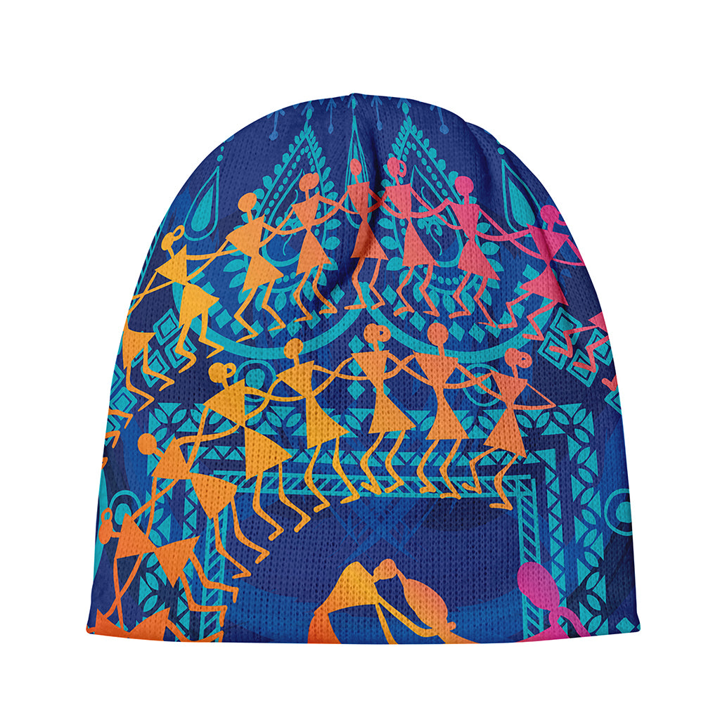 Ancient Indian Warli Tribal Print Beanie