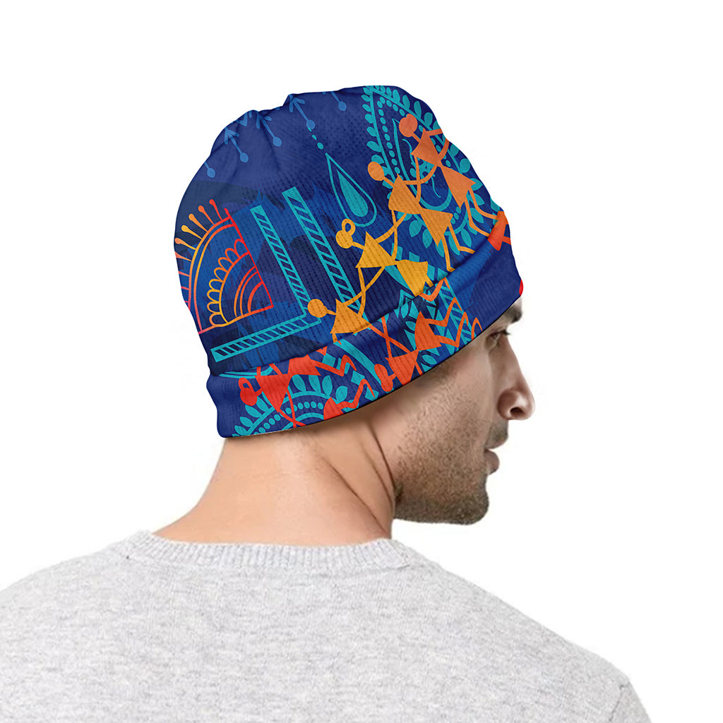 Ancient Indian Warli Tribal Print Beanie