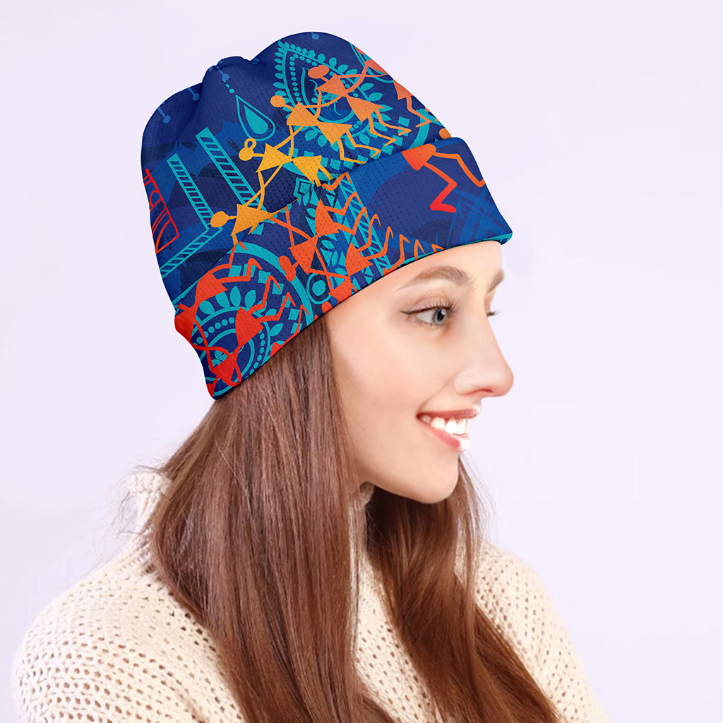 Ancient Indian Warli Tribal Print Beanie