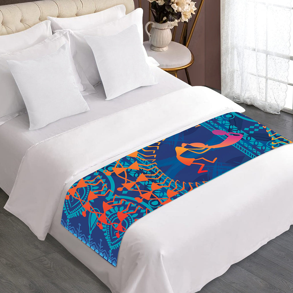 Ancient Indian Warli Tribal Print Bed Runner