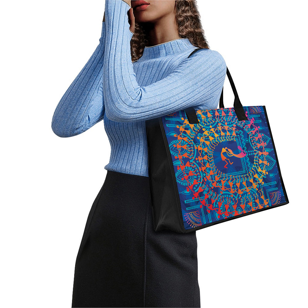 Ancient Indian Warli Tribal Print Canvas Tote Bag