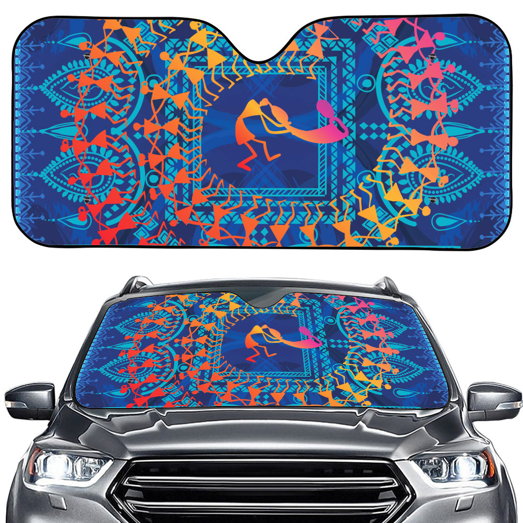 Ancient Indian Warli Tribal Print Car Windshield Sun Shade