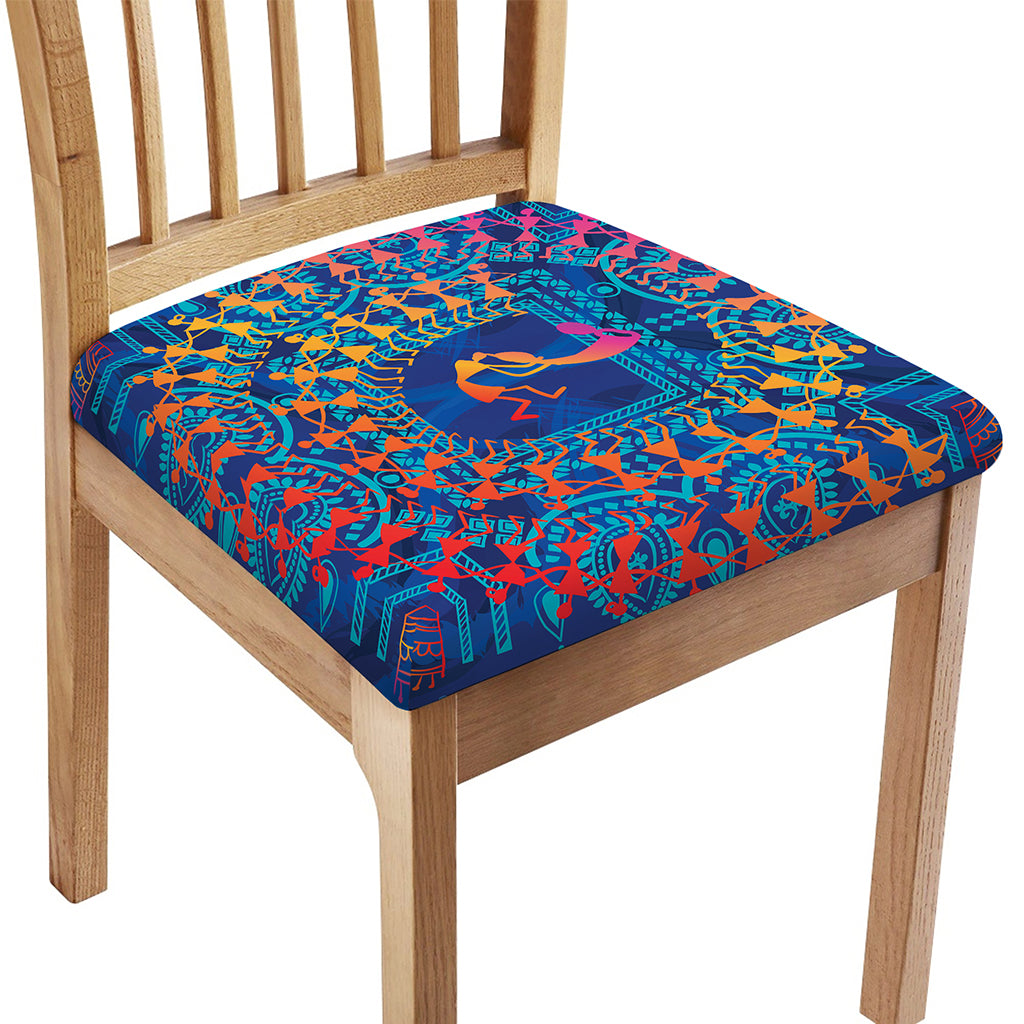 Ancient Indian Warli Tribal Print Chair Cushion Cover