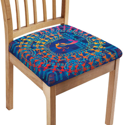 Ancient Indian Warli Tribal Print Chair Cushion Cover