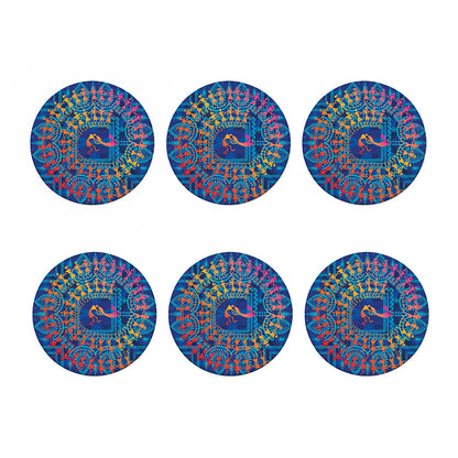 Ancient Indian Warli Tribal Print Coaster Set