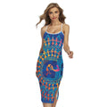 Ancient Indian Warli Tribal Print Cross Back Cami Dress