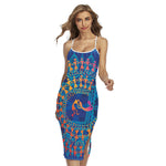 Ancient Indian Warli Tribal Print Cross Back Cami Dress