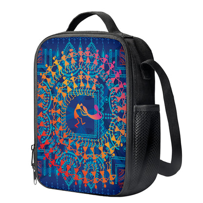 Ancient Indian Warli Tribal Print Crossbody Lunch Bag