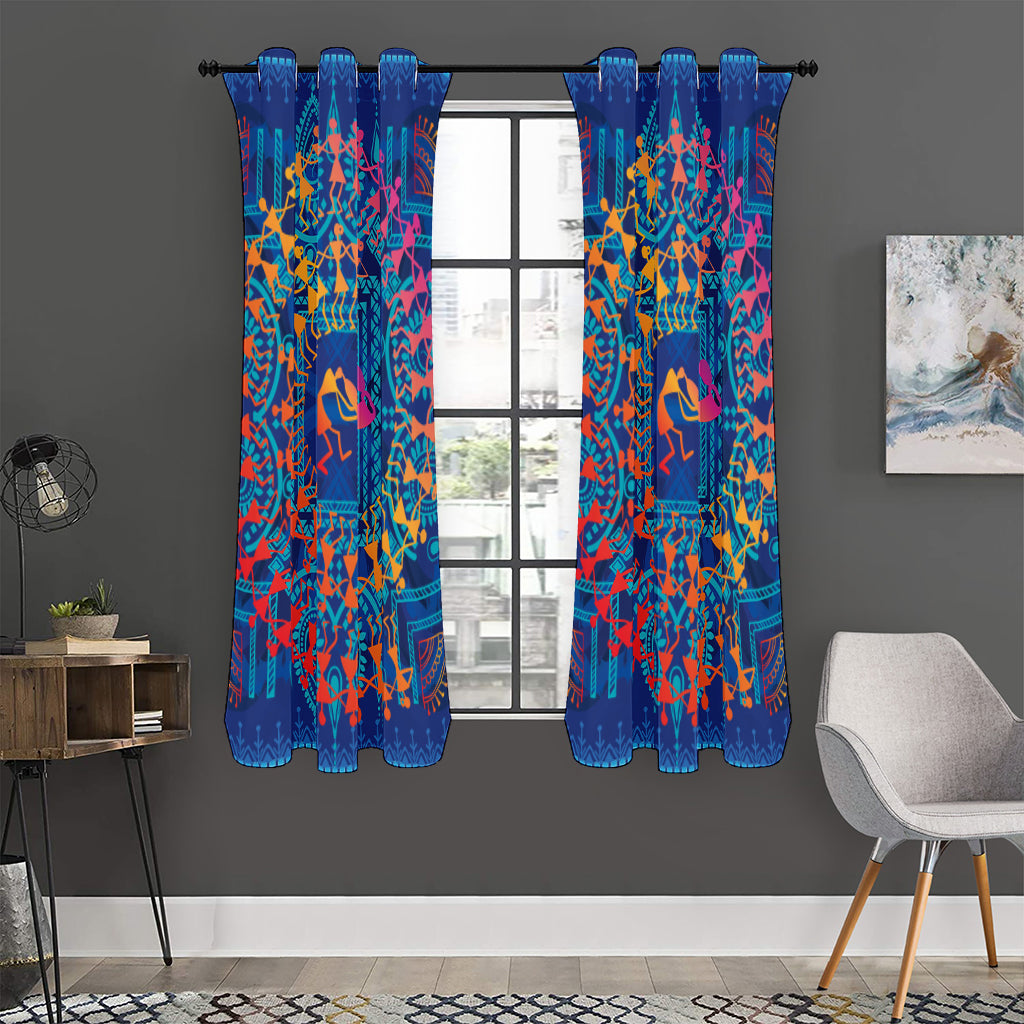 Ancient Indian Warli Tribal Print Curtain