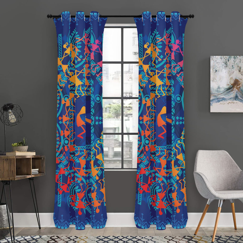 Ancient Indian Warli Tribal Print Curtain