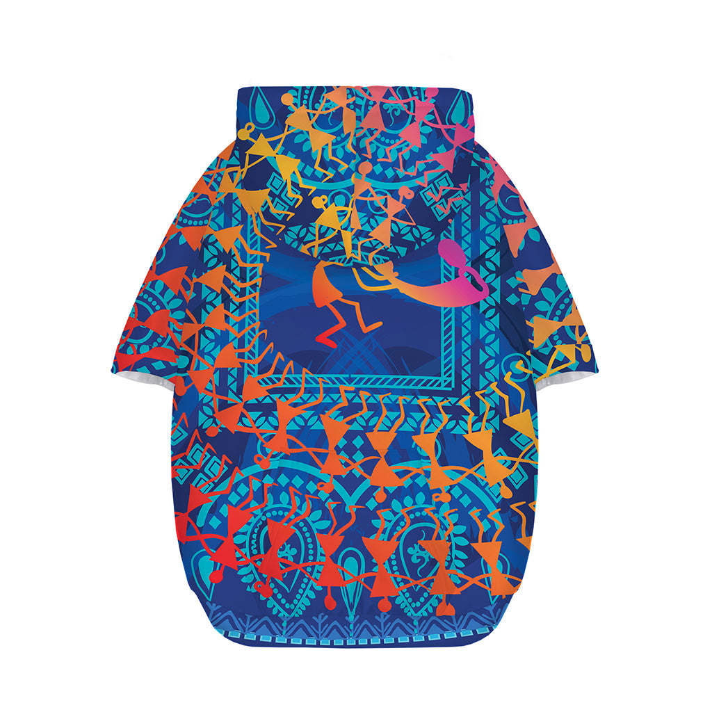 Ancient Indian Warli Tribal Print Dog Zip Up Hoodie
