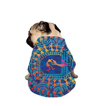 Ancient Indian Warli Tribal Print Dog Zip Up Jacket