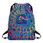 Ancient Indian Warli Tribal Print Drawstring Backpack