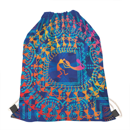 Ancient Indian Warli Tribal Print Drawstring Bag