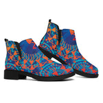 Ancient Indian Warli Tribal Print Flat Ankle Boots