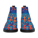 Ancient Indian Warli Tribal Print Flat Ankle Boots