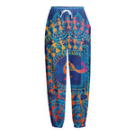 Ancient Indian Warli Tribal Print Fleece Lined Knit Pants