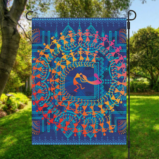 Ancient Indian Warli Tribal Print Garden Flag