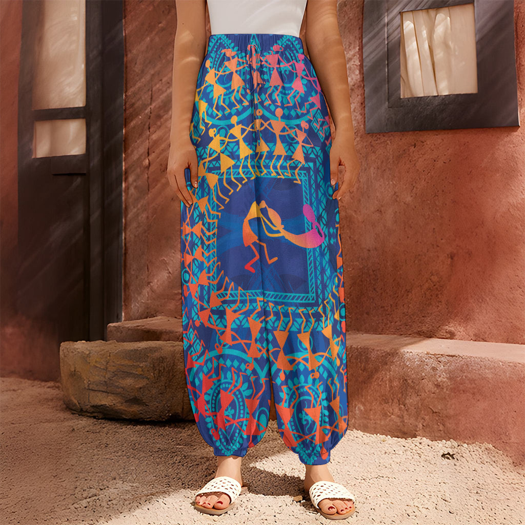 Ancient Indian Warli Tribal Print Harem Pants