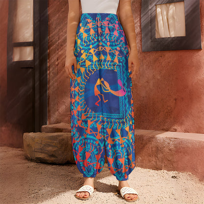 Ancient Indian Warli Tribal Print Harem Pants