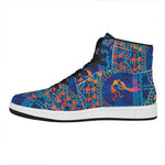 Ancient Indian Warli Tribal Print High Top Leather Sneakers