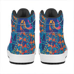 Ancient Indian Warli Tribal Print High Top Leather Sneakers