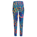 Ancient Indian Warli Tribal Print High-Waisted Pocket Leggings