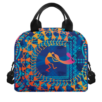 Ancient Indian Warli Tribal Print Insulated Lunch Bag