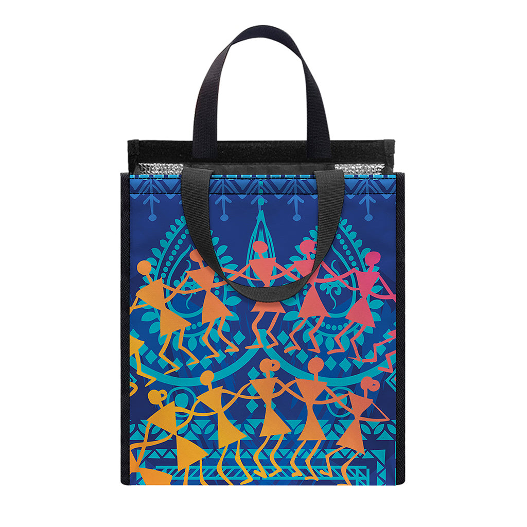Ancient Indian Warli Tribal Print Insulated Lunch Tote
