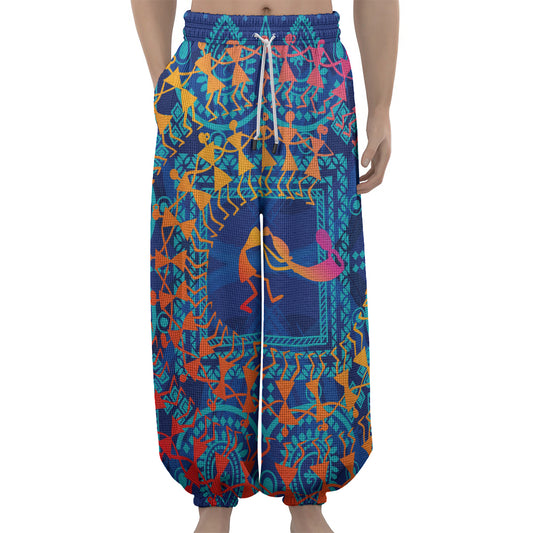 Ancient Indian Warli Tribal Print Lantern Pants