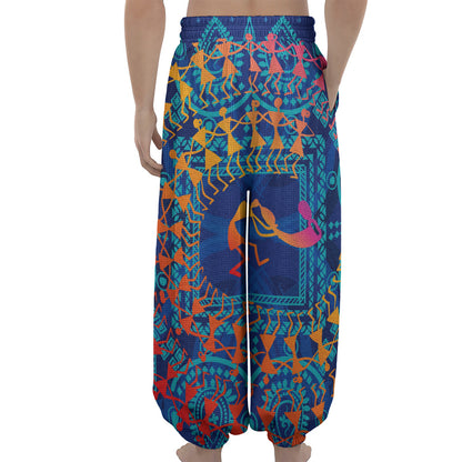 Ancient Indian Warli Tribal Print Lantern Pants