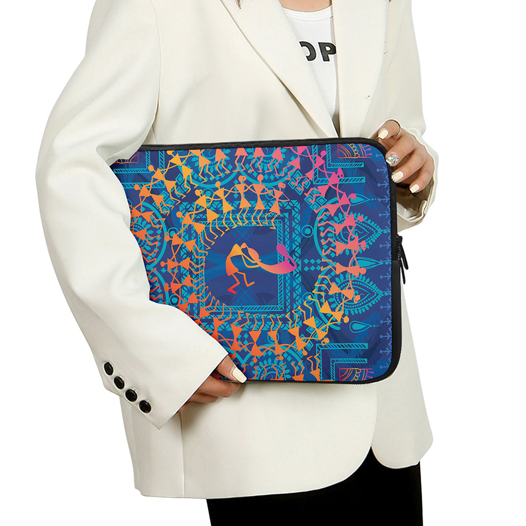 Ancient Indian Warli Tribal Print Laptop Sleeve