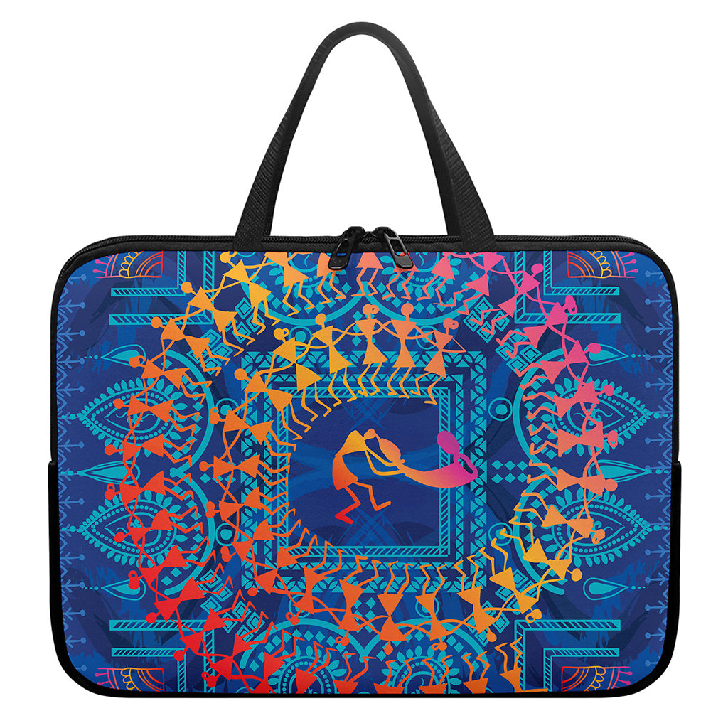 Ancient Indian Warli Tribal Print Laptop Sleeve With Handle
