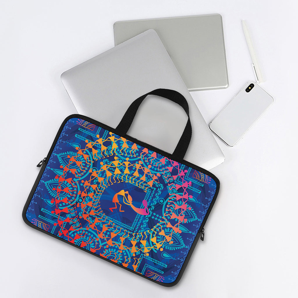 Ancient Indian Warli Tribal Print Laptop Sleeve With Handle