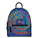 Ancient Indian Warli Tribal Print Leather Backpack