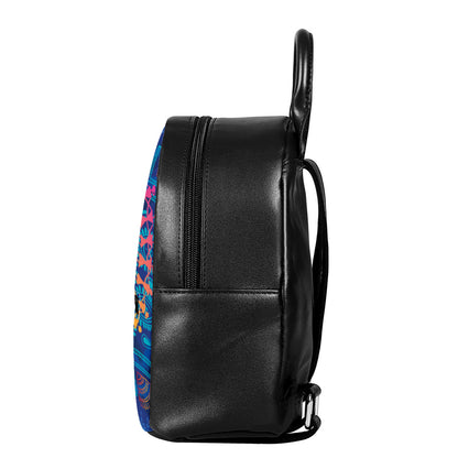 Ancient Indian Warli Tribal Print Leather Backpack