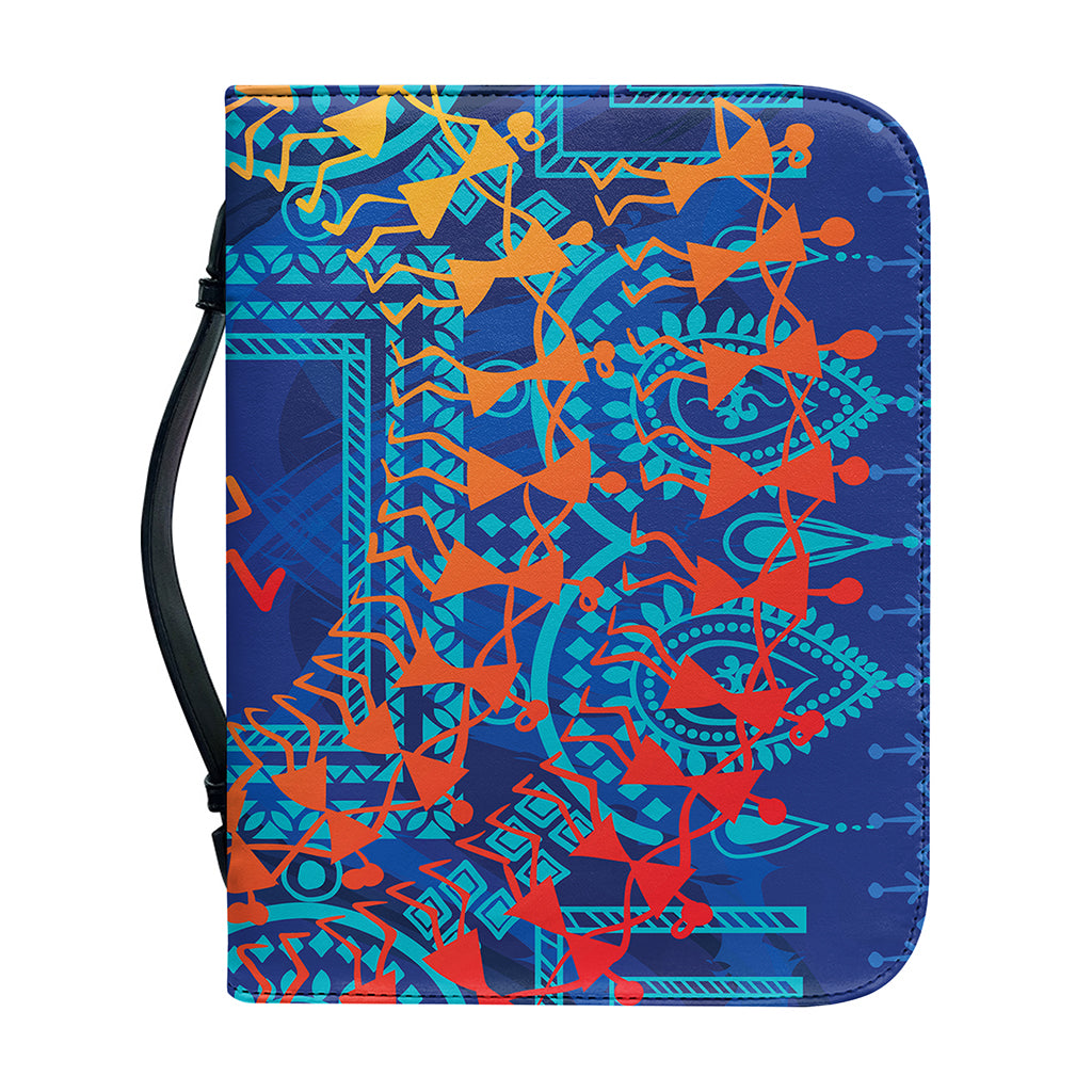Ancient Indian Warli Tribal Print Leather Bible Cover